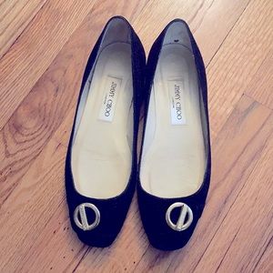 Jimmy Choo Black suede flats size 37.5